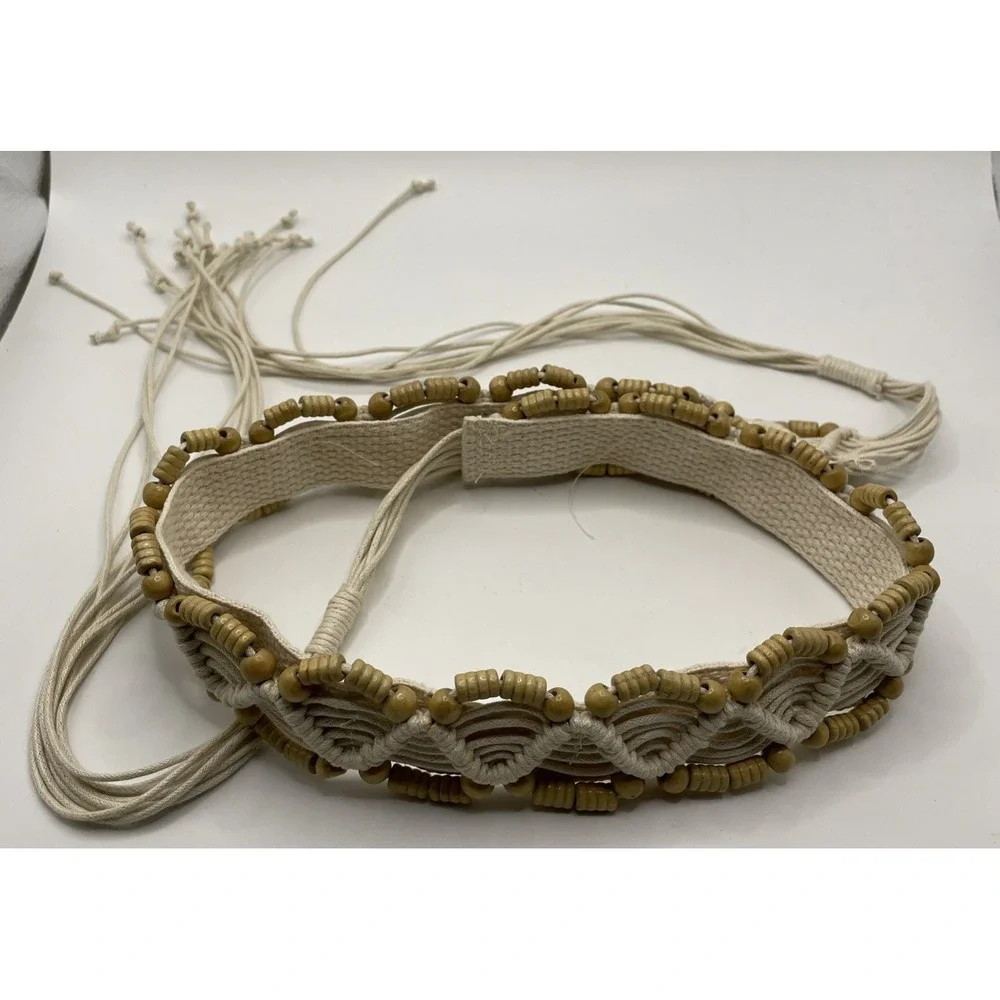 Lot Of 3 Handmade Macrame Beaded Bohemian Style Rope Belts Women's Size Medium